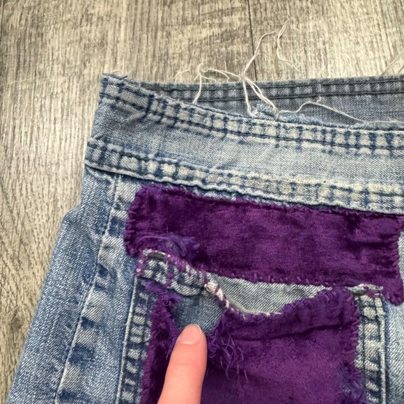 True Vintage 70s Landlubber Bell Bottom Flare Patchwork Jeans - Picture 12 of 16